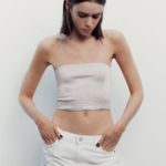 ZARA SALE ‼️ NWT RHINESTONE SATIN EFFECT STRAPLESS TOP Photo 1