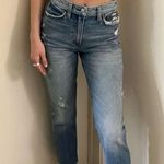 Abercrombie & Fitch Distressed High Rise Fray Hem Straight Leg Mom Jeans Size 2 Photo 0