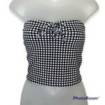Me to We Black and White Checkered Strapless Crop Top Size Small Photo 0