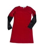 DEREK LAM 10 CROSBY Red Black Dress Venetian Will Blend Lamkin Leather Size 4 Photo 3