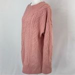J.Crew Cable Knit Patchwork Wool Blend Tunic Sweater Seashell Pink Size Large Photo 5