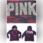 Victoria's Secret PiNK Victoria’s Secret Red Camo Sequin Sherpa Hoodie Oversized Sweatshirt XS Photo 1