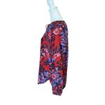 Rebecca Taylor  Silk Floral Long Sleeve Peasant Top Tie Neck Sz 2 Red Purple Photo 10