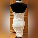 Bailey 44 Maive Halterneck Ruched Bodycon Stretch Midi Dress in White Size Large Photo 8