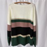 Unbranded Women’s XL Colorblock V Neck Ribbed Knitted Sweater Cream Green Pink Photo 6