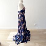 Lulus Always There For Me Navy Blue Floral Print Wrap Maxi Dress NWT | XS Photo 5