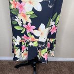 Two Palms Women's Nadina Black Hawaiian Plumeria Panel Midi Dress Plus Size 2XL Photo 5