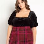 Eloquii Black Velvet Bodysuit Square Neck Short Puff Sleeve Size 26 28 New Photo 4