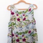Cynthia Rowley Linen Dress Size L Floral Tropical Amalfi Coast 90s Beach Resort Photo 5