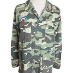 Mother Shirt Womens XS Green Linen Lyocell Camouflage Loose Veteran Button Up Photo 0