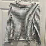 Le Tigre Boat Neck Top White Blue Striped T Shirt Cotton Women’s Large Nautical Photo 0