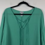 Catherines Womens Top 2X Green 3/4 Sleeve Mature Office Lightweight Blouse Flowy Photo 1