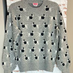 Kate Spade Gray Sweater with Black and White Dog Pattern Photo 0