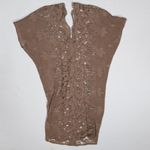 Miguelina Cotton Allover Sheer Floral Lace Long Pullover Maxi Dress Caftan Brown Photo 2
