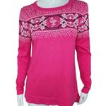 Crown & Ivy  Pink Flamingo Intarsia Sweater Long Sleeve Round Neckline Small NWT Photo 0