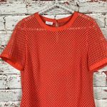 Akris Punto Shirt Size 8 Short Sleeve Sheer Top Blouse Eyelet Orange Open Weave Photo 2