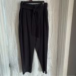 Athleta  Skyline Pant II Womens Sz 14 Paperbag Waist Pleated Tapered Black Belted Photo 1