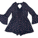 Disney  Princess Black Roses Boho Shorts Long Sleeve Romper Size Large Photo 0