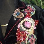 Cache  Black Velvet Elaborate Textured Embellished Lined Jacket NWT New $288 Photo 4