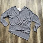 Stella & Dot  Asymmetrical Ribbed Double V Sweater NWT Chambray Blue Grey Small Photo 7