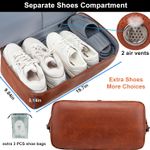 Leather Travel Duffel Bag for Women Men, Large Weekender Overnight Bag with Shoes Compartment, Waterproof Carry On Bag Travel Tote Bag Gym Bag with Luggage Strap (Brown) Photo 2