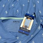 IZOD NEW  Blue and White Cacti Printed Tie Front Blouse Novelty Coastal Comfort L Photo 8