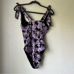 Beach Riot Sydney Black Purple Floral Tie Shoulder One Piece Swimsuit L Photo 6