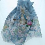 Vintage Beatrix Potter Peter Rabbit Scarf Polyester 74 x 18.5. Blue Photo 0