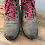 Sorel Lexie Hidden Wedge Boots Grey Pink Leather Lace Up Winter Women’s Photo 3