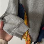 Free People M She’s Just Cute Gray Sweatshirt with Floral Ruffle Accents Photo 4