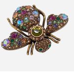 Joan Rivers Prismatic Bee Pin Brooch Crystal 1.8" Peridot Aurora Borealis Bronze Photo 4