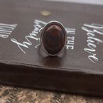 Western Mahogany Jasper Stainless Steel Gemstone Ring Red Photo 4
