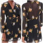 Urban Outfitters  Bleecker black floral semi sheer wrap dress Photo 3