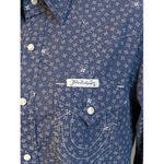 True Religion  Blue Pearl Snap Western Shirt Women’s S Pocket Collar Long Sleeve Photo 3