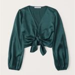 Abercrombie & Fitch Women's Long-Sleeve Tie-Front Satin Blouse Size Small Photo 8