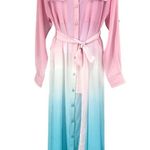 Rococo Sand Ciel Shirt Dress Ombre Rainbow Sheer Cover Up Pink Blue XS Photo 2