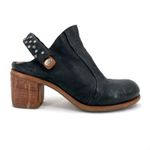 A.S.98 Black Leather Mules Silver Studded Heeled Shoes Boho Cottage EU Size 36 Photo 5