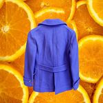 J.Crew  Stadium Cloth Double Breasted Pea Coat Royal Blue Gold Buttons Size 0 Photo 6