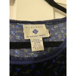 Vintage 1980's Velvet Dainty Dark Floral Blue Maxi Dress Medium Whimsygoth Femme Photo 1