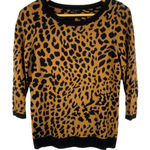 Talbots ‎ Petites 3/4 Sleeves Animal Print Crewneck Stretch Sweater Size Small Photo 0