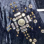 Vintage 90s black Gold embellished crushed velvet maxi dress Holiday whimsigoth Size L Photo 2