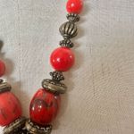 Wood Brass Faux Turquoise Tibetan Bali Style Jingle Necklace Red Photo 3