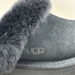 UGG  Disquette Black Suede Fur Cuff Slide Platform Slipper Shoes Size 7 Women New Photo 6