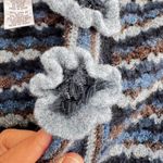 Nine West  Striped Cardigan Sweater Women's Blue Brown Gray Sparkle Flower Accent Photo 3