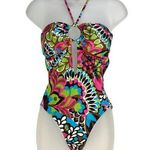 Milly  Cabana Halter One Piece Swimsuit Boho Floral Print Photo 0