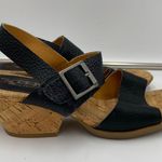 Kork-Ease Korks By Women Black Pebble Leather Chucky Cork Heel Sandals Size 8 Photo 4