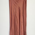 Young Fabulous and Broke Brownish Satin Slip Midi Skirt with side slit Size S Photo 0