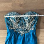 Milano Formals  Teal Beaded Mermaid Formal Dress Size 8 Photo 3