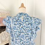 Veronica Beard Sol Floral Ruffled Top Blue Sz 0 Photo 6