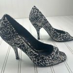BCBGeneration BCBG Generation Womenโs Black & White Animal Print Peep Toe Stiletto Heels Sz 7 Photo 3